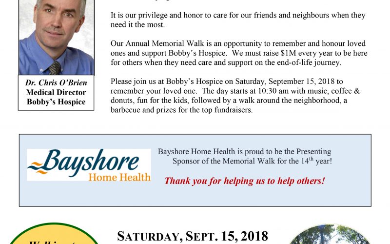 Please Join Us! Hospice Memorial Walk 2018